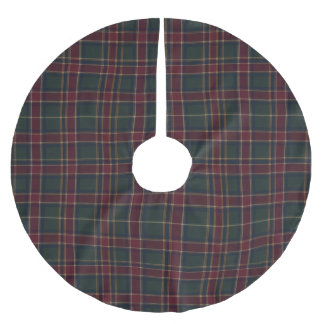 Burgundy Forest Green Navy Heritage Tartan Brushed Polyester Tree Skirt