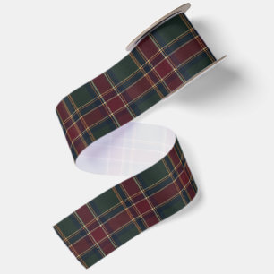 Burgundy Forest Green Navy Heritage Tartan Satin Ribbon