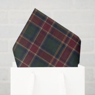 Burgundy Forest Green Navy Heritage Tartan Tissue Paper
