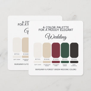 Burgundy Forest Green Wedding Color Palette Card