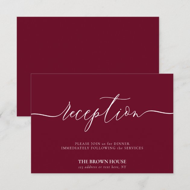 Burgundy Formal Wedding after dinner reception Invitation
