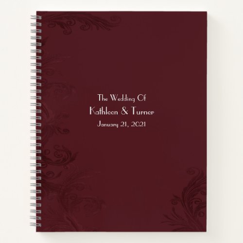 Burgundy Fourish Wedding  Notebook