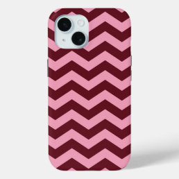 Burgundy Frosted Orchid Chevrons iPhone 15 Case