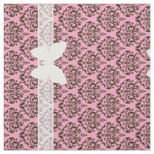 Burgundy Frosted Orchid Damask with Butterfly Fabric