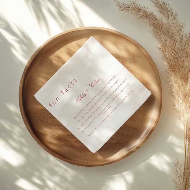 Burgundy Fun Facts About The Newlyweds Wedding  Napkins (Creator Uploaded)