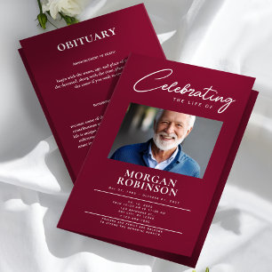 Burgundy Funeral Program Celebration of Life Flyer