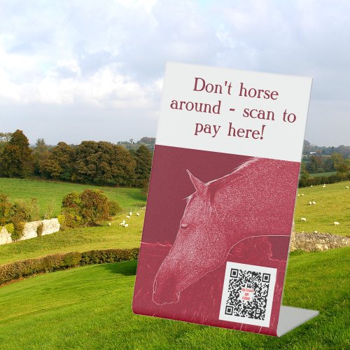 Burgundy Funny Electronic Scan To Pay QR Code Pedestal Sign