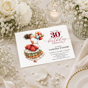 Burgundy Funny Woman 30th Birthday Marsala Script Invitation