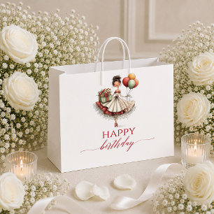 Burgundy Funny Woman Marsala Script Birthday gift  Large Gift Bag