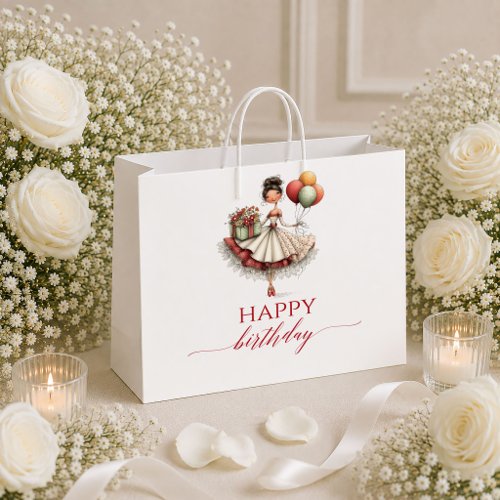 Burgundy Funny Woman Marsala Script Birthday gift  Large Gift Bag