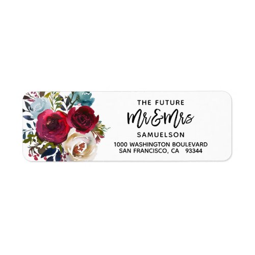 BURGUNDY Future Mr  Mrs Wedding Return Address Label