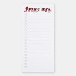 Burgundy Future Mrs To Do List w Hearts Checkboxes Magnetic Notepad