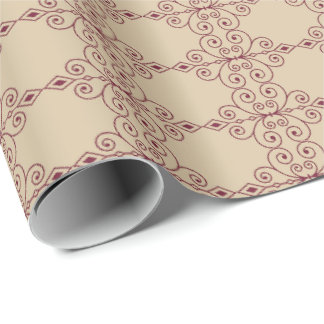 Burgundy Geometric Vintage Wrapping Paper