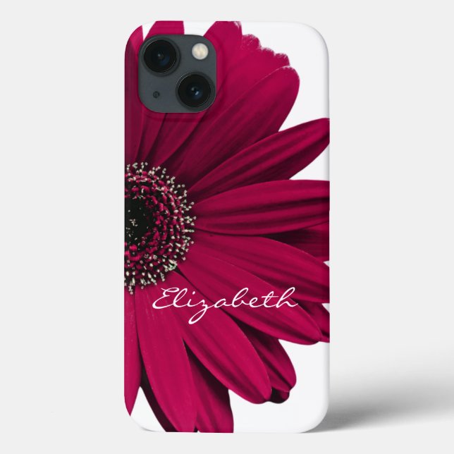 Burgundy Gerber Gerbera Daisy Personalized Case-Mate iPhone Case (Back)