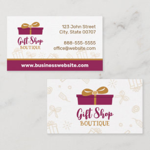 Burgundy Gift Shop Boutique Present Business Card