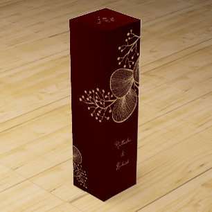 Burgundy & Gilded Floral Elegant Wedding Wine Box