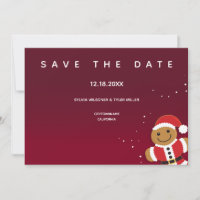 Burgundy Gingerbread Santa Whimsical Wedding Save The Date