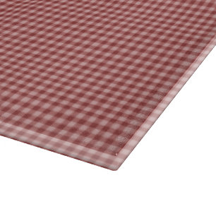 Burgundy Gingham-15x11 GLASS CUTTING BOARD