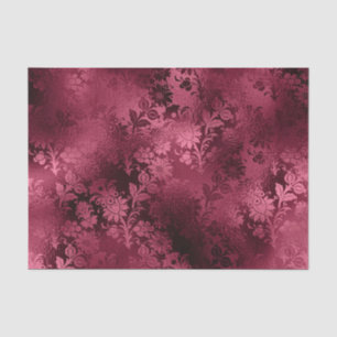 Burgundy Glam Foil Glitter Damask Tissue Paper