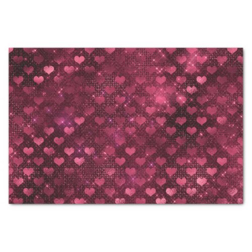 Burgundy Glam Foil Glitter Hearts Tissue Paper