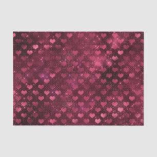 Burgundy Glam Foil Glitter Hearts Tissue Paper