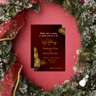 Burgundy & Glided Floral Elegant Wedding Foil Invitation