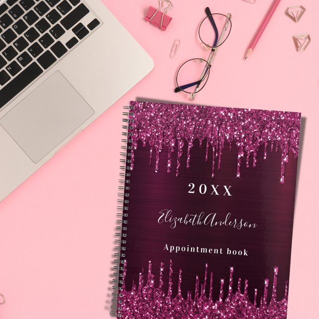 Burgundy glitter drips name 2026 planner (Creator Uploaded)