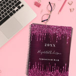 Burgundy glitter drips name glamorous 2024 planner<br><div class="desc">A deep burgundy gradient background decorated with faux glitter drips,  paint dripping look.  Personalize and add a year,  name and a title/text.</div>