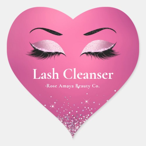 Burgundy Glitter Elegant Lash Cleanser Shampoo Heart Sticker