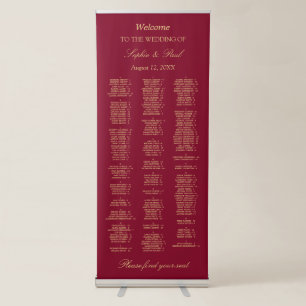 Burgundy Gold 180 Guest Welcome Seating Chart Retractable Banner