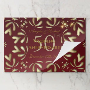 Burgundy Gold 50th Wedding Anniversary Placemat