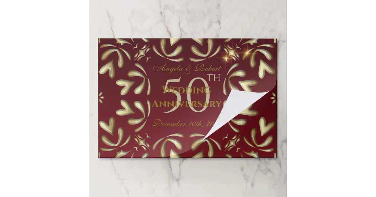 Burgundy Gold 50th Wedding Anniversary Placemat Zazzle