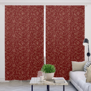 Burgundy gold abstract wildflower floral blackout curtains