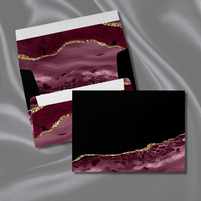 Burgundy Gold Agate Geode Wedding Envelope (Creator Uploaded)