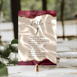 Burgundy Gold Agate Ivory Silk Wedding Table Number
