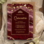 Burgundy Gold Agate Marble Arch Quinceanera Invitation