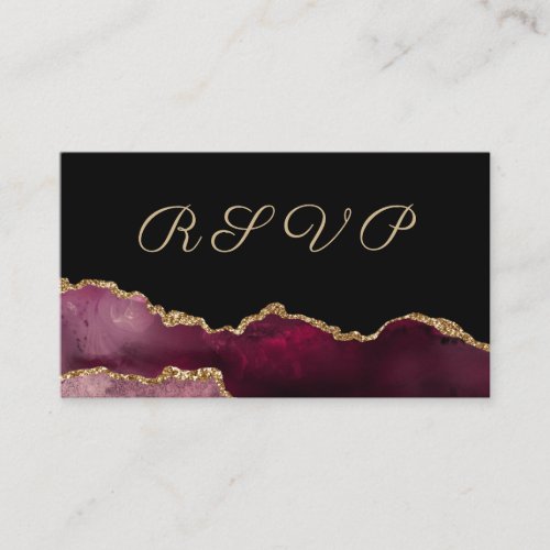 Burgundy Gold Agate Virtual Wedding RSVP Enclosure Card