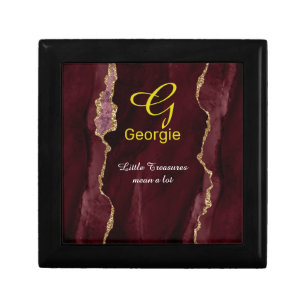 Burgundy & Gold Agate Watercolor Gift Box