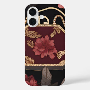 Burgundy Gold AI art iPhone 16 Case