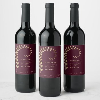 Burgundy & Gold All In One Wedding Invitation Wine Label by My_Wedding_Bliss at Zazzle