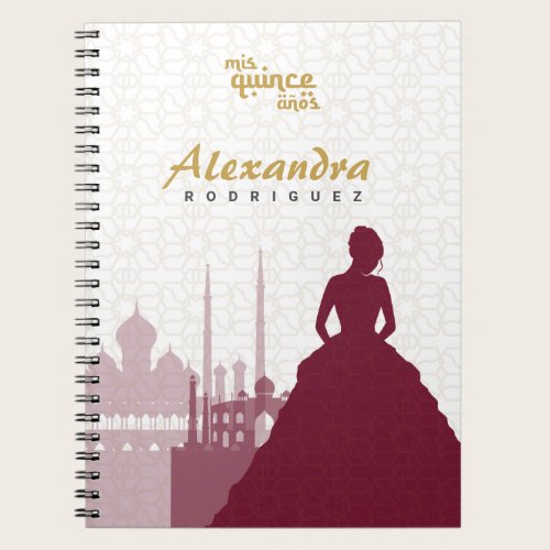 Burgundy & Gold Arabian Quinceañera Notebook