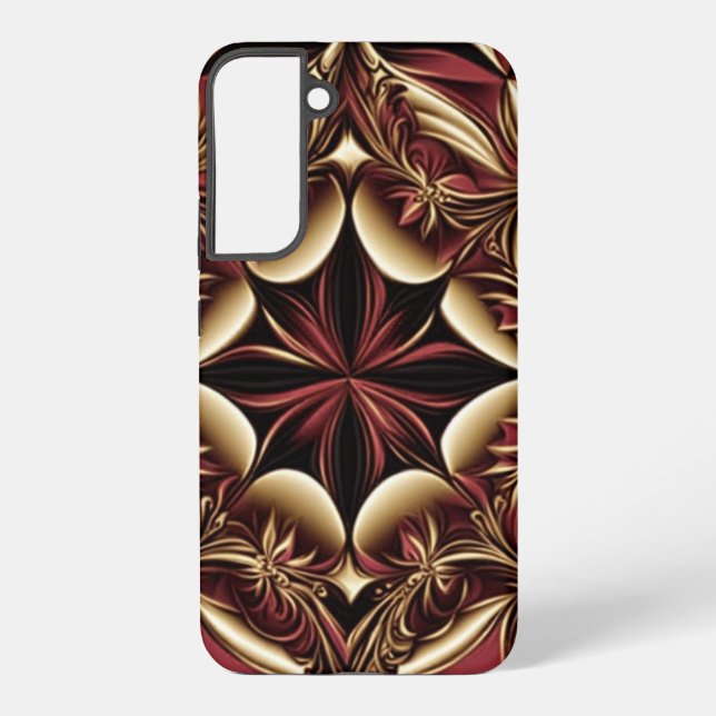 Burgundy Gold Black Damask Flower Samsung Galaxy Case (Back)