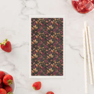 Burgundy Gold Black Watercolor Botanicals Florals Paper Guest Towels