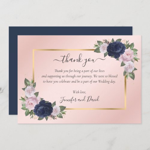 Burgundy Gold Blush Pink Thank You Card