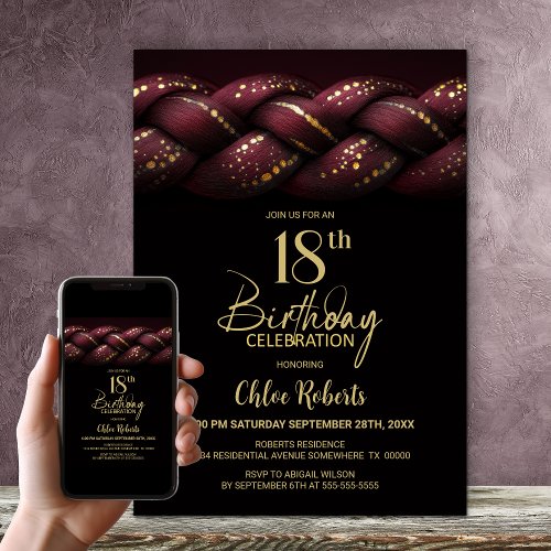 Burgundy Gold Braid 18th Birthday Party