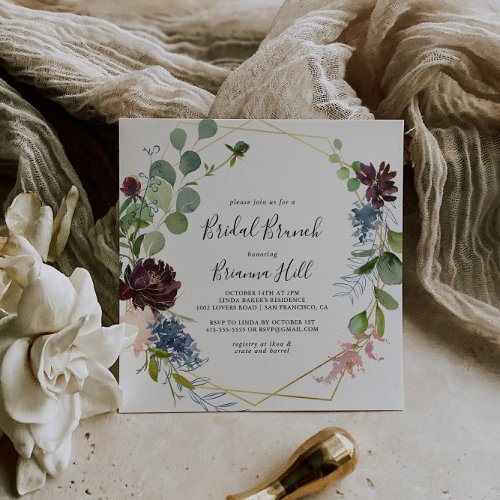 Burgundy Gold Bridal Brunch Bridal Shower Invitation