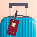 Burgundy gold business company logo name luggage tag<br><div class="desc">Burgundy background color.  Personalize and add you business logo,  name and contact details.  Golden text.</div>