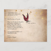 Burgundy Gold Butterfly Quince Photo Save the Date Announcement Postcard (Back)