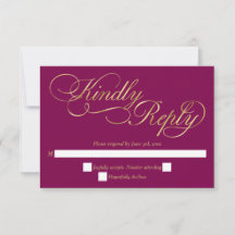 Burgundy & Gold Calligraphy Formal Wedding RSVP