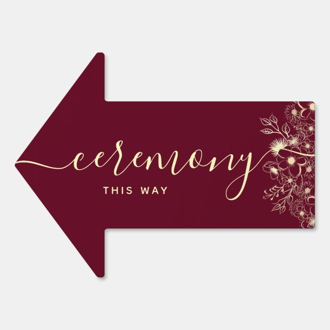 Burgundy Gold Ceremony Arrow Sign (Front)